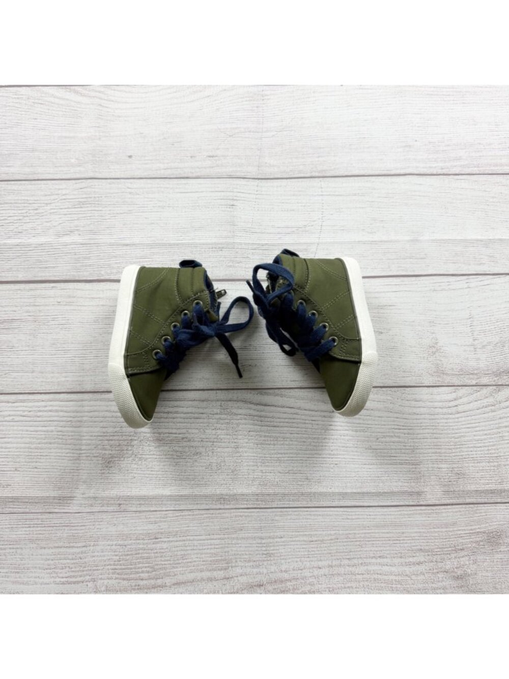 Cat & Jack Lace Up High Top Sneakers Olive Green Navy Toddler Casual Shoes 6 - Picture 4 of 6